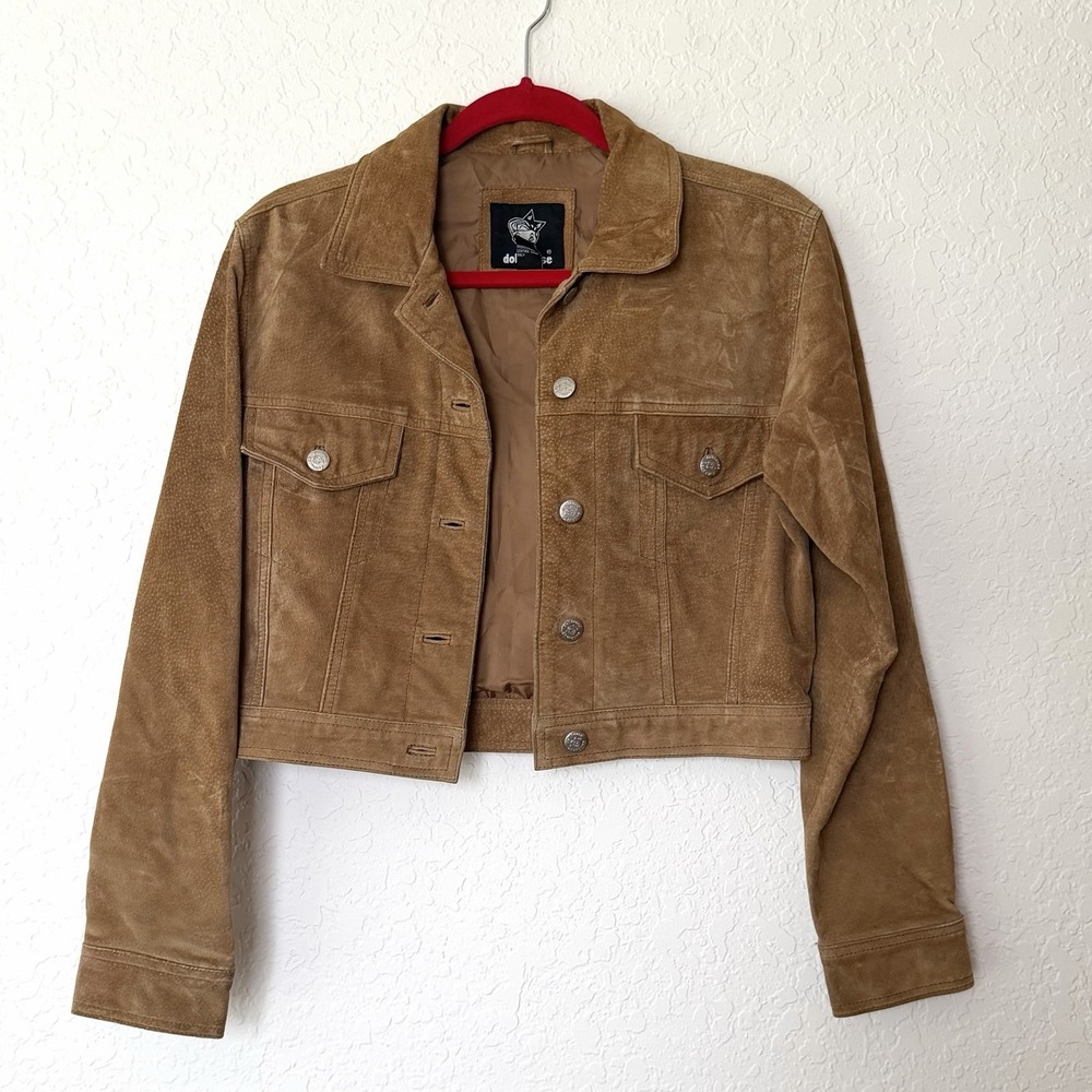 Dollhouse Suede Leather Jacket Medium Brown Boho Western Cropped Y2K 90s